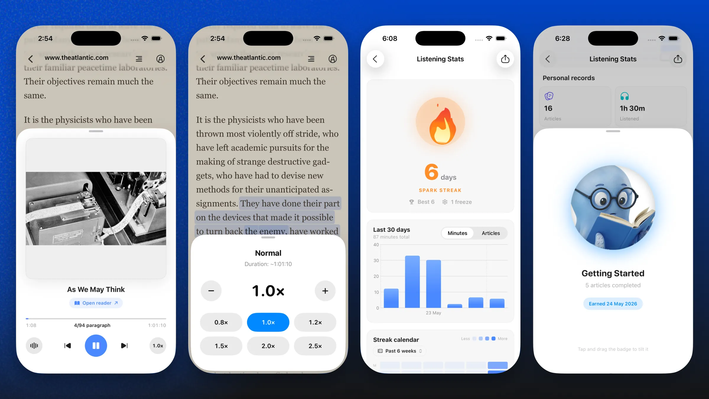 Text-to-Speech Reader, Listening Streaks & Redesigned Onboarding